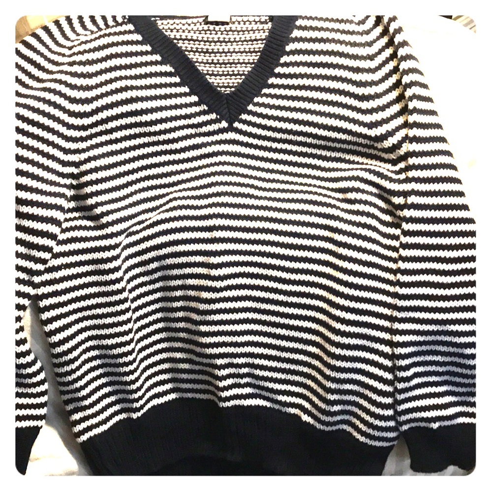 J. Crew navy and white v-neck sweater